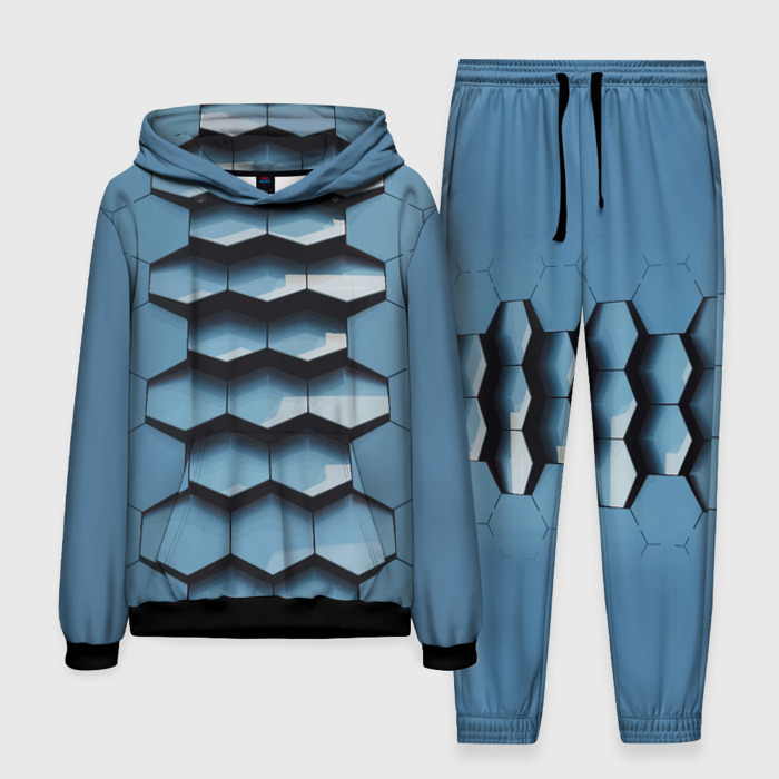 Мужской костюм 3D (с толстовкой) Соты узор авангард фото