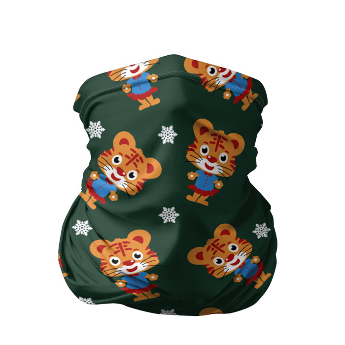 Бандана-труба 3D Тигрёнок и снежинка фото