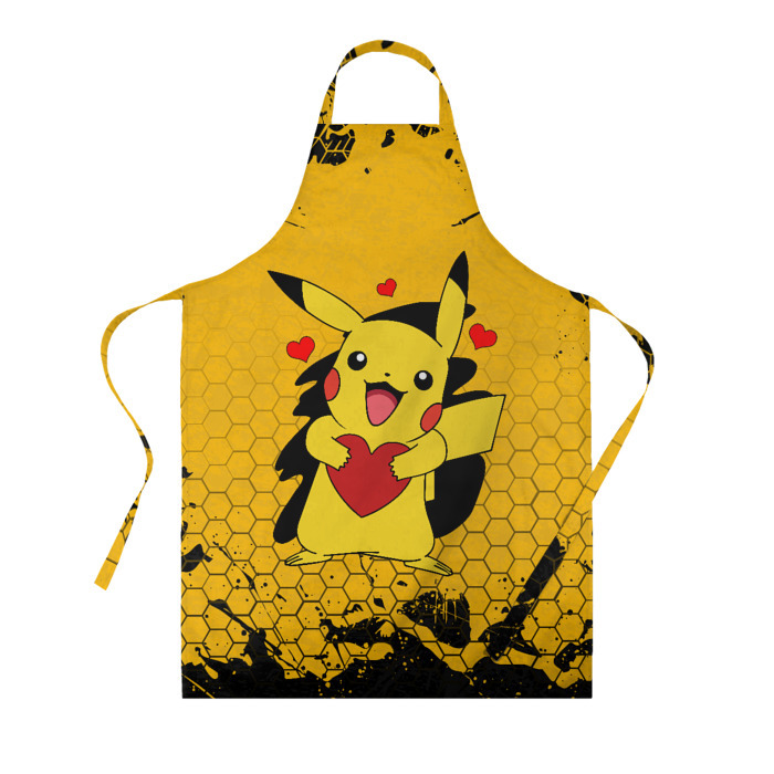 Фартук 3D ПОКЕМОНЫ, ПИКАЧУ ДЕРЖИТ СЕРДЦЕ фото