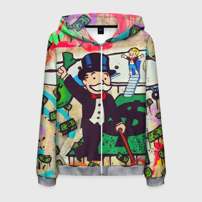 Мужская толстовка 3D на молнии Alec Monopoly ART фото