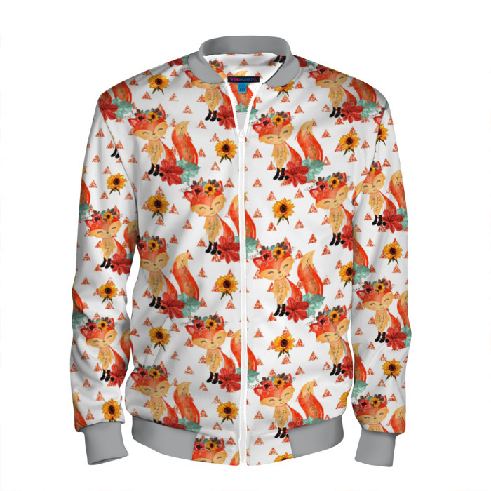 Мужской бомбер 3D Рыжие лисички фото