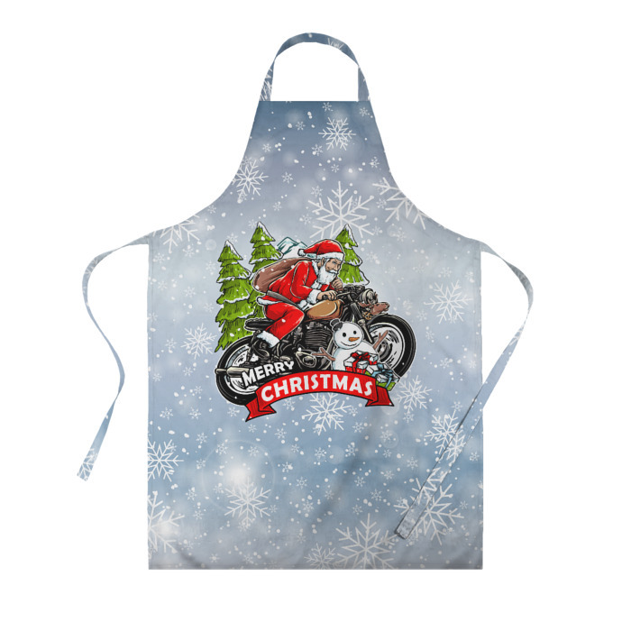 Фартук 3D Санта Байкер Santa on the motorbike фото