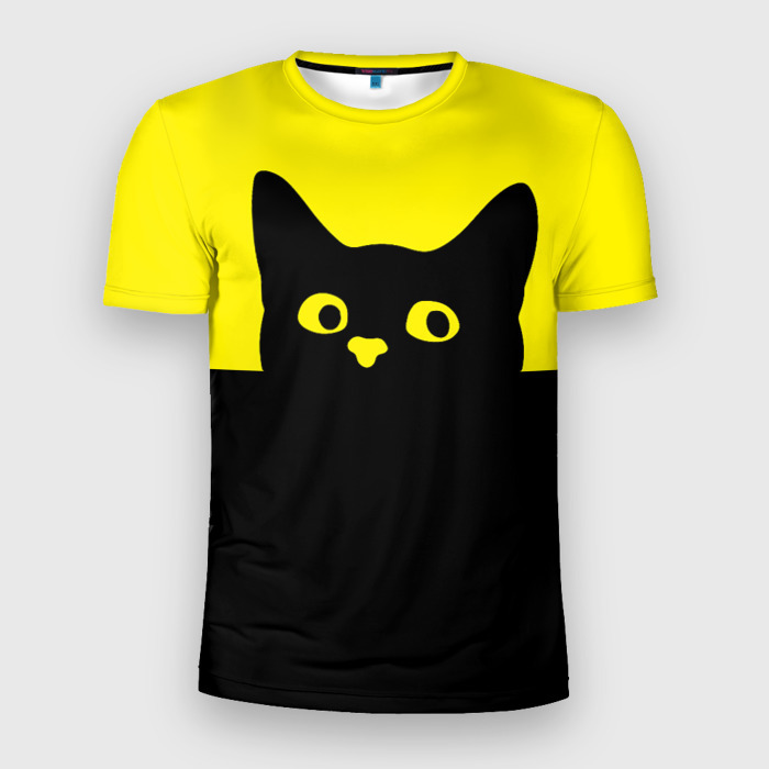 Мужская футболка 3D спортивная Котик (голова кота) фото