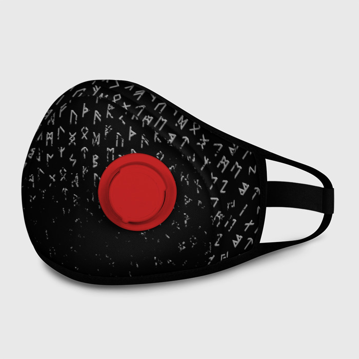 Маска из неопрена МЕТАЛЛИЧЕСКИЕ РУНЫ БРЫЗГИ КРАСОК фото