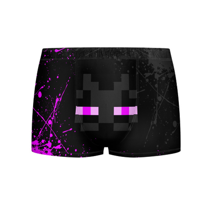 Мужские трусы 3D MINECRAFT ЭНДЕРМЕН ЛИЦО БРЫЗГИ КРАСОК фото
