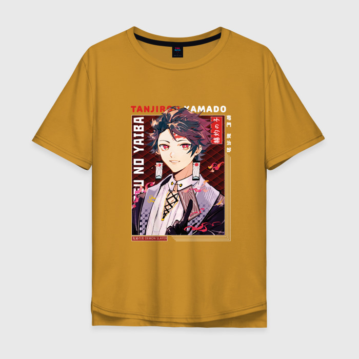 Мужская футболка хлопок Oversize Танджиро Камадо | Tanjiro Kamado, Клинок, рассекающий демонов фото