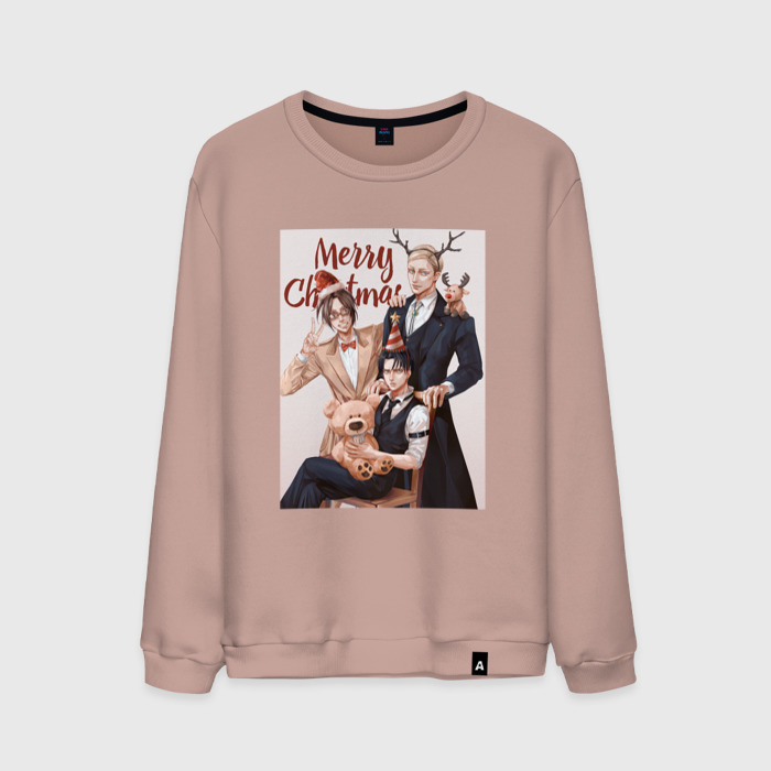 Мужской свитшот хлопок Атака титанов Новый год фото