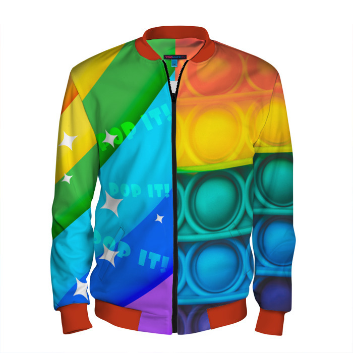 Мужской бомбер 3D Радужный Поп ит Rainbow pop it фото