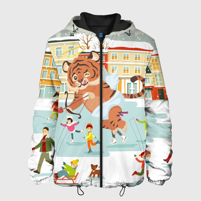 Мужская куртка 3D Амур тигренок Новый год фото