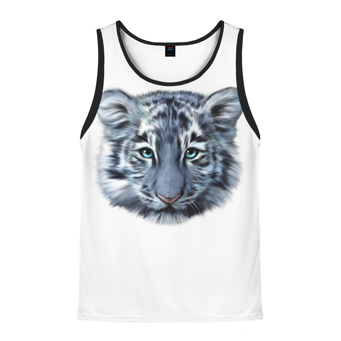 Мужская майка 3D Взгляд белого тигра фото