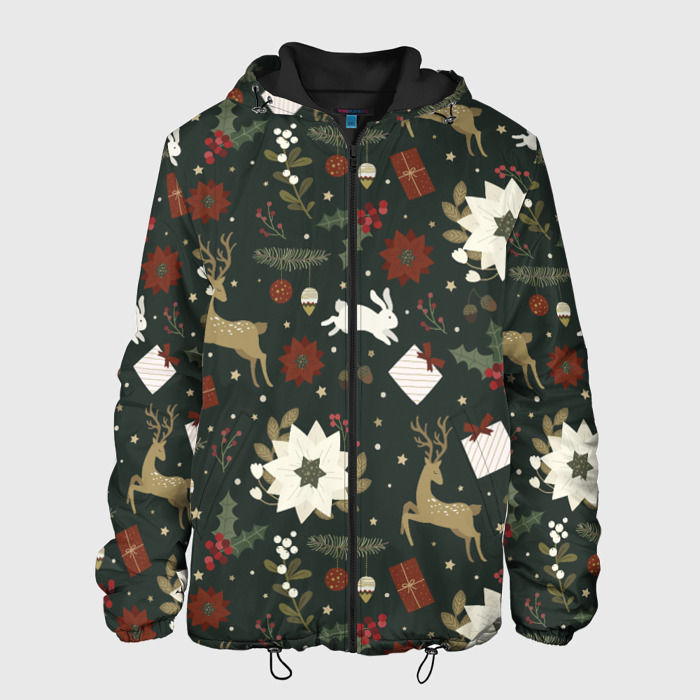 Мужская куртка 3D Олени Новый Год фото