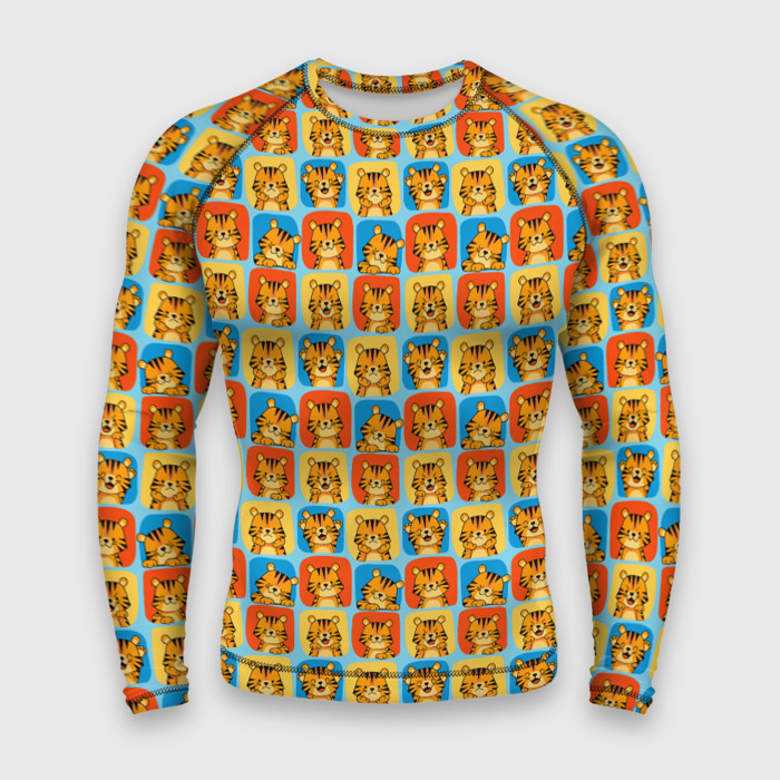 Мужской рашгард 3D ЗАБАВНЫЕ ТИГРЫ фото