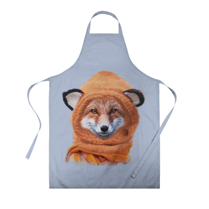 Фартук 3D Рыжий лис в шапке фото
