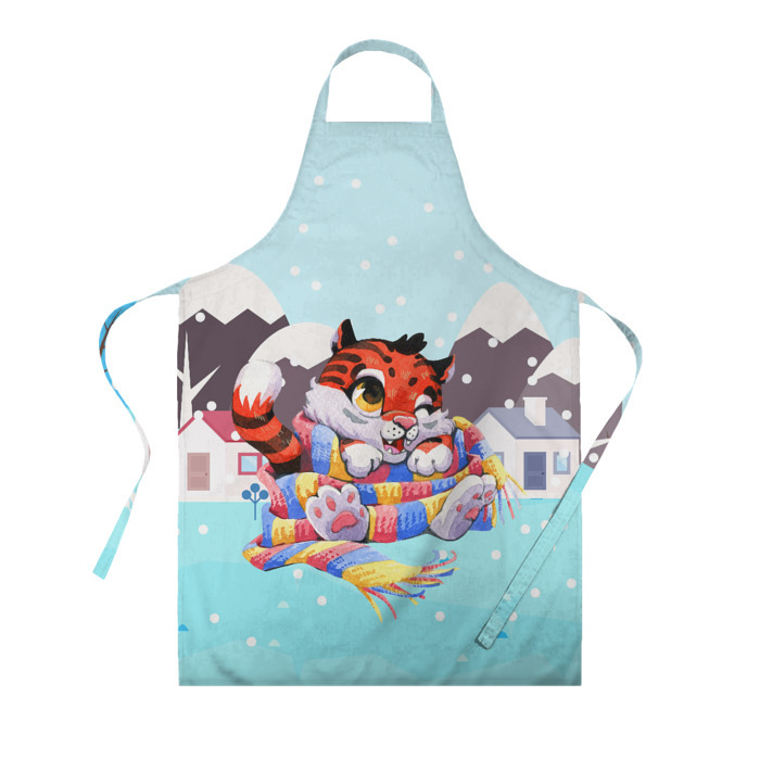 Фартук 3D Тигренок 2022 в шарфе фото