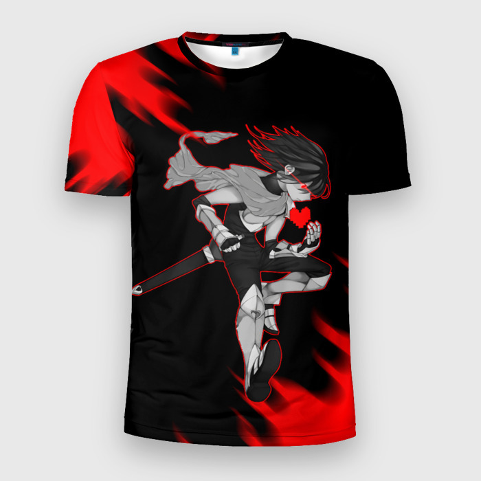 Мужская футболка 3D Slim DELTARUNE KRIS RED HEART фото