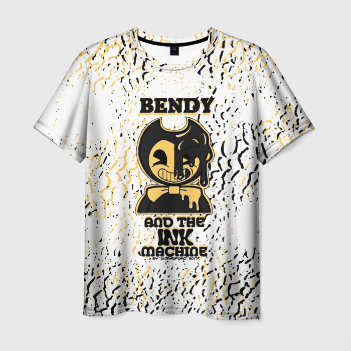 Мужская футболка 3D Бенди и чернильная машина. фото