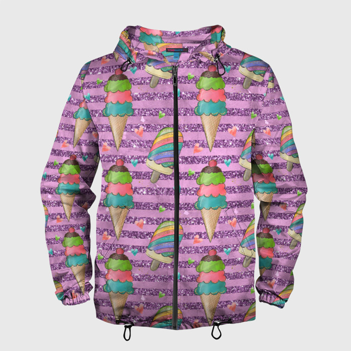 Мужская ветровка 3D Радужное мороженое фото