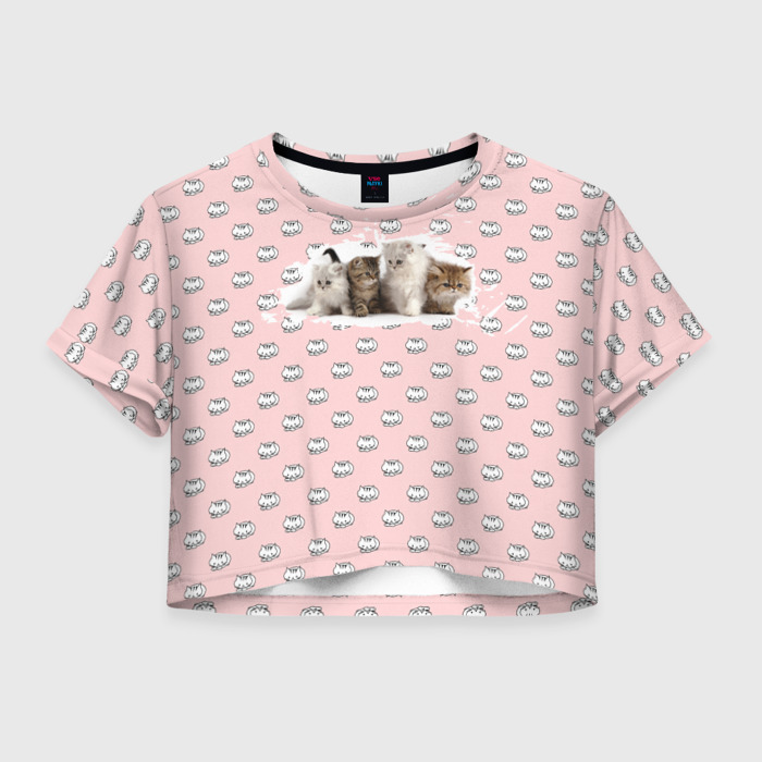 Женская футболка Crop-top 3D Британская длинношёрстная фото