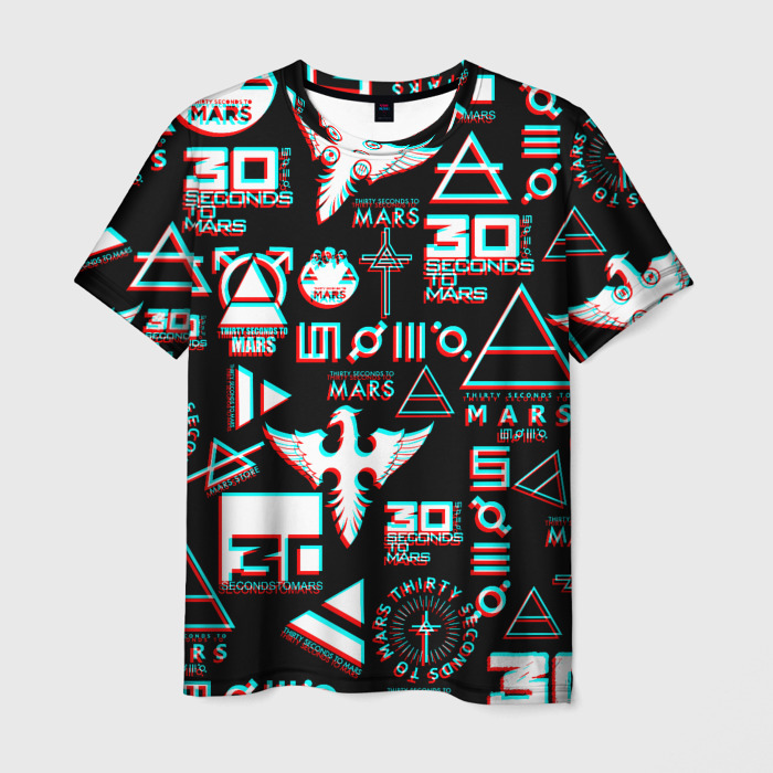 Мужская футболка 3D [30 Seconds to Mars]   Glitch фото