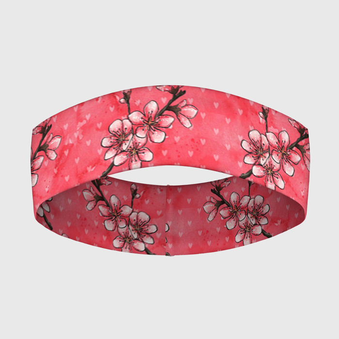 Повязка на голову 3D Сакура красная фото
