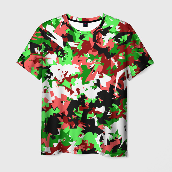 Мужская футболка 3D Красно зеленый камуфляж фото