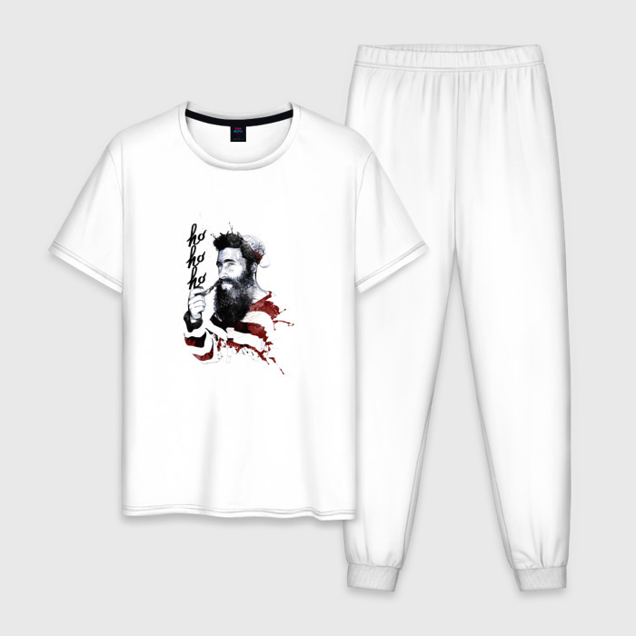 Мужская пижама хлопок Бородач хо хо хо фото