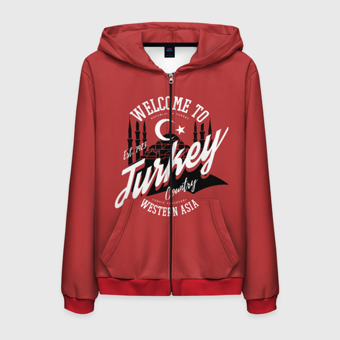 Мужская толстовка 3D на молнии Турция   (Turkey) фото