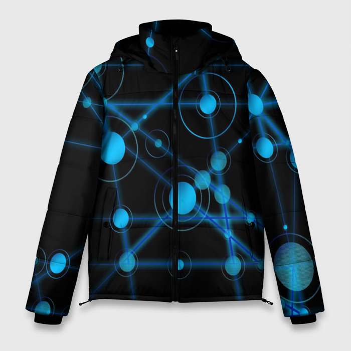 Мужская зимняя куртка 3D Круги на линиях фото