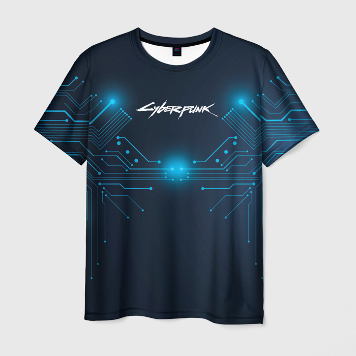Мужская футболка 3D Cyberpunk Неоновая микросхема фото