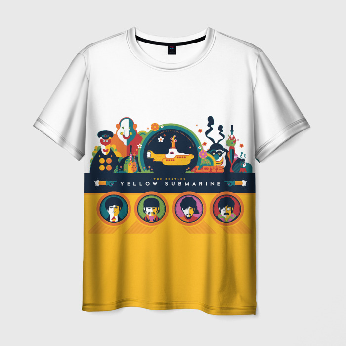 Мужская футболка 3D Yellow Submarine Мультфильм 3D фото