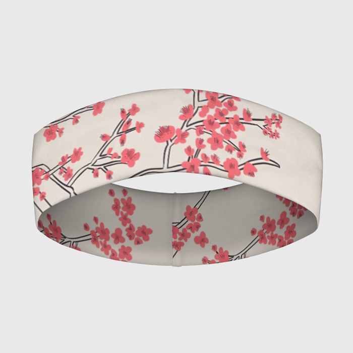 Повязка на голову 3D Красные цветы на ветках фото