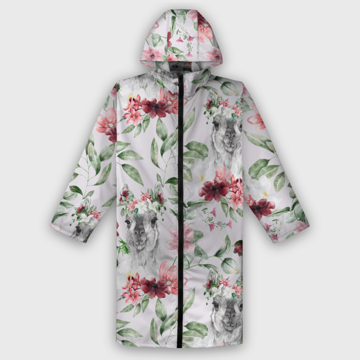 Дождевик унисекс 3D Ламы и цветы фото