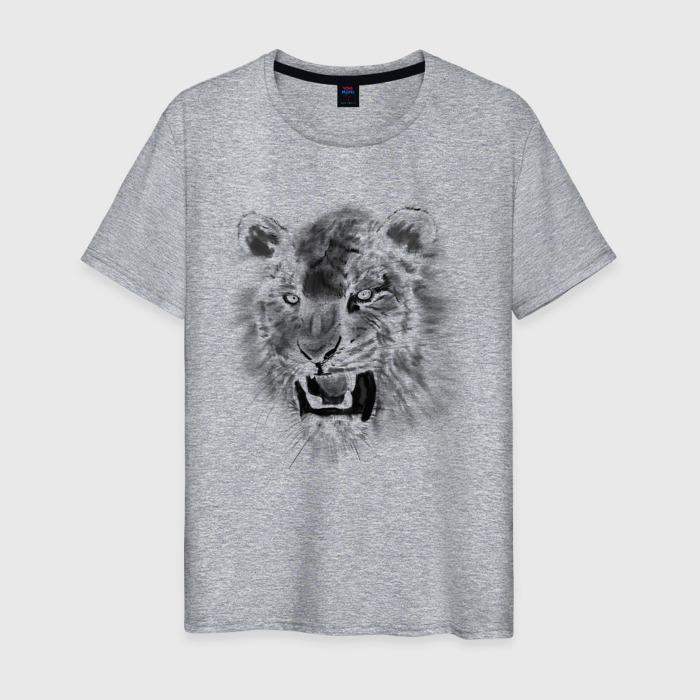 Мужская футболка хлопок Тигр рычит фото
