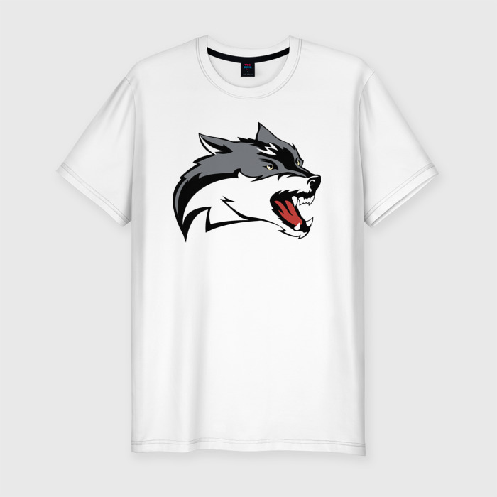 Мужская футболка хлопок Slim Свирепый волк   Оскал фото