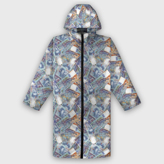 Дождевик унисекс 3D Банкноты (100 Франков) фото