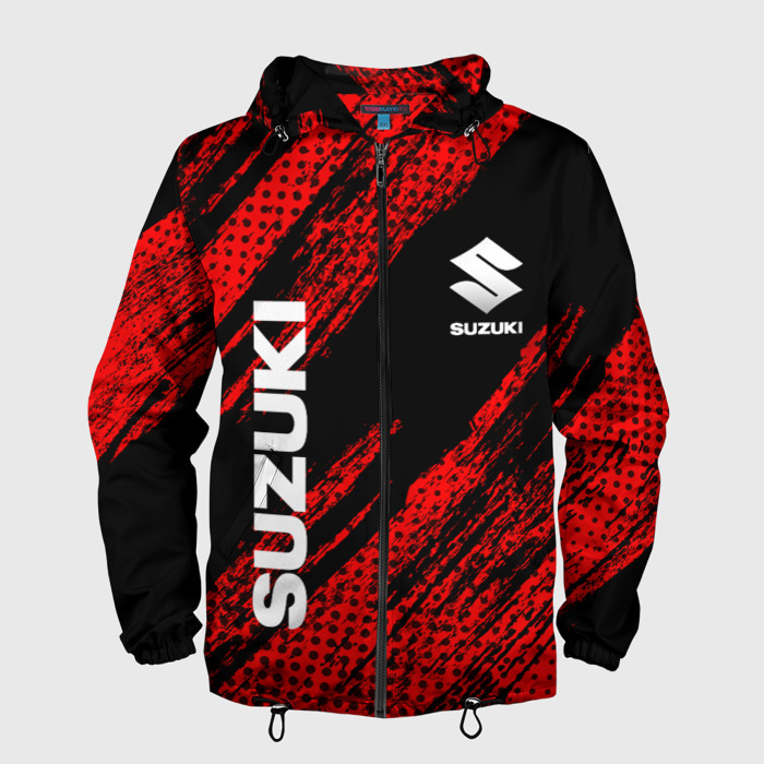 Мужская ветровка 3D Suzuki Черно Красный фото