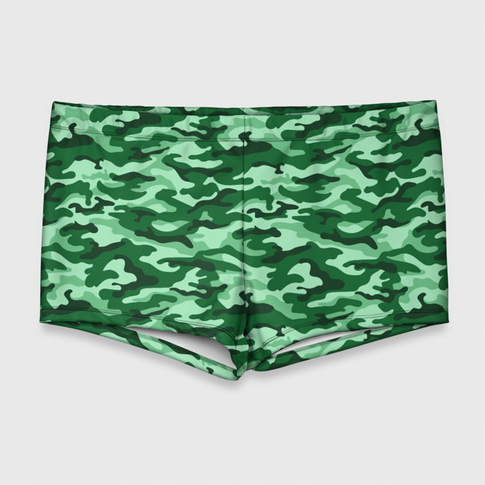 Мужские купальные плавки 3D Зеленый монохромный камуфляж фото