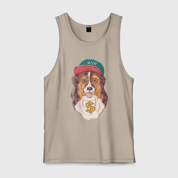 Мужская майка хлопок Хип хоп  собачка фото