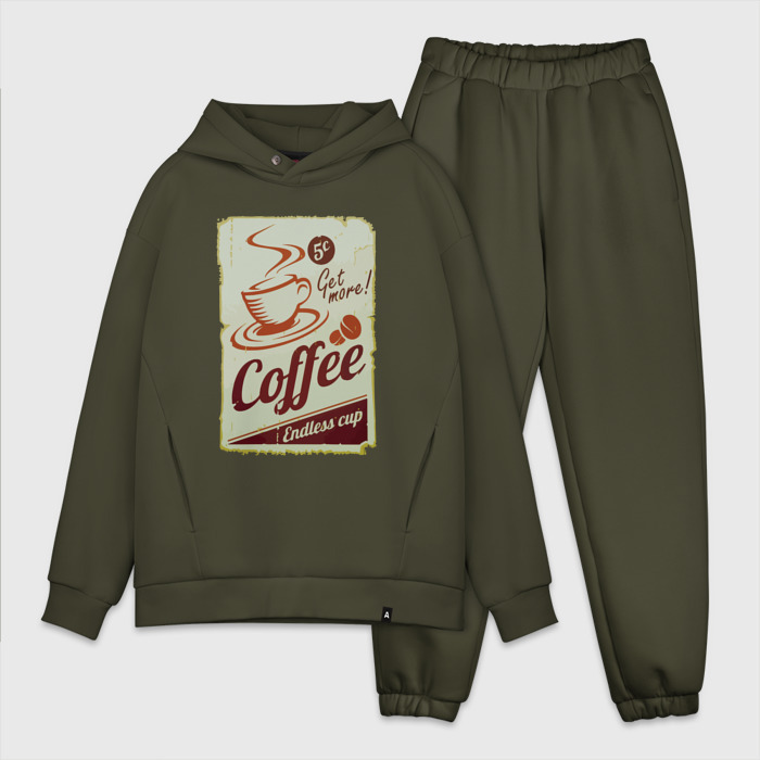 Мужской костюм хлопок OVERSIZE Coffee   Cup   Retro фото