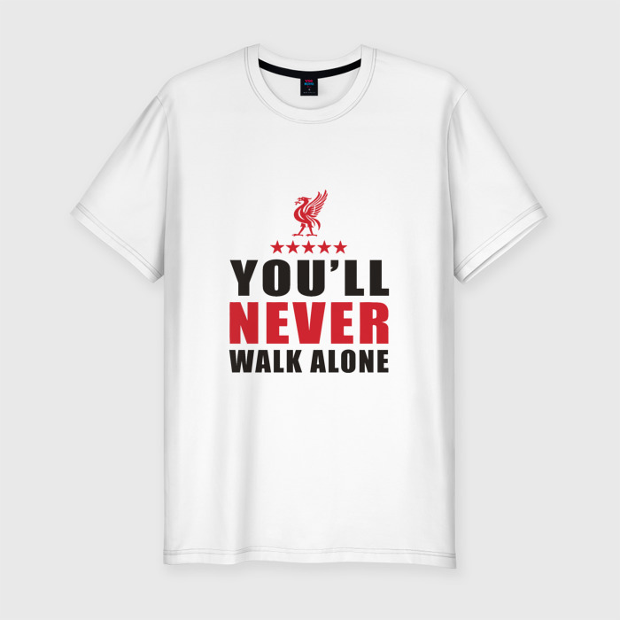 Мужская футболка хлопок Slim Liverpool   Never Walk Alone фото