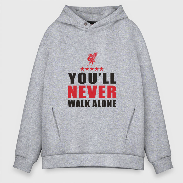 Мужское худи Oversize хлопок Liverpool   Never Walk Alone фото