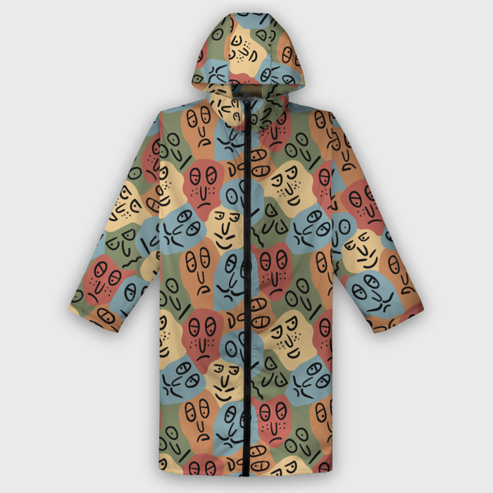 Дождевик унисекс 3D Дудл лица, паттерн фото