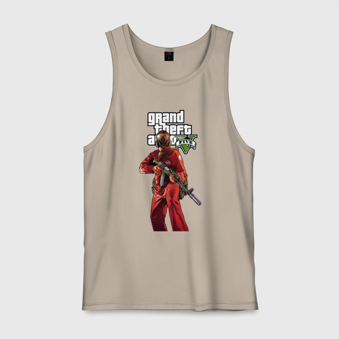 Мужская майка хлопок GTA 5 Man with gun фото