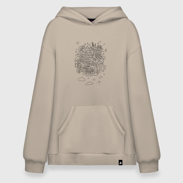 Худи SuperOversize хлопок Дудлы с монстриками фото