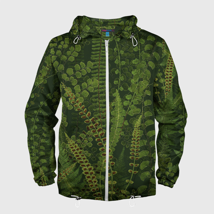 Мужская ветровка 3D Цветы Зеленые Папоротники фото