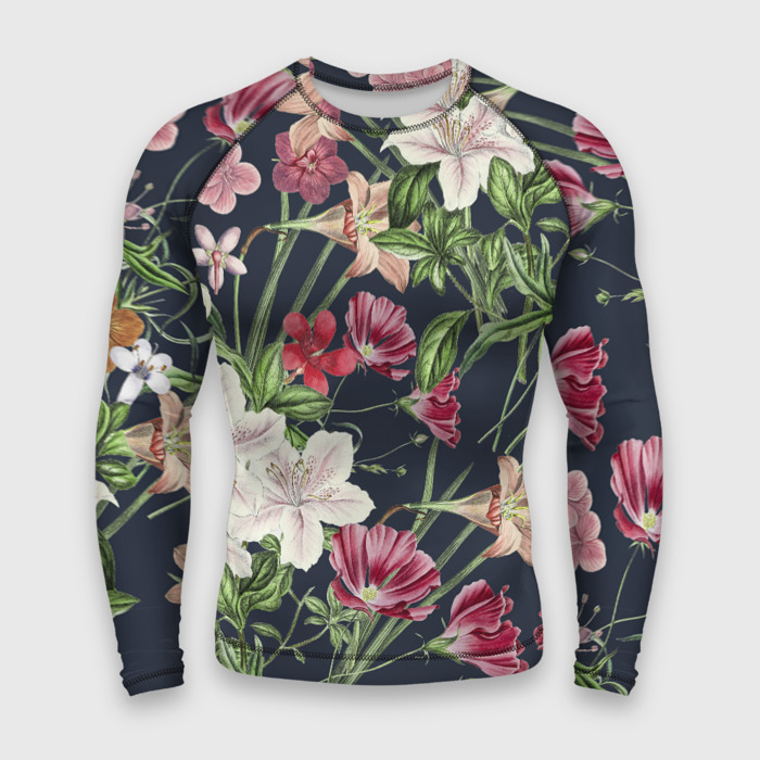 Мужской рашгард 3D Цветы Розовые фото