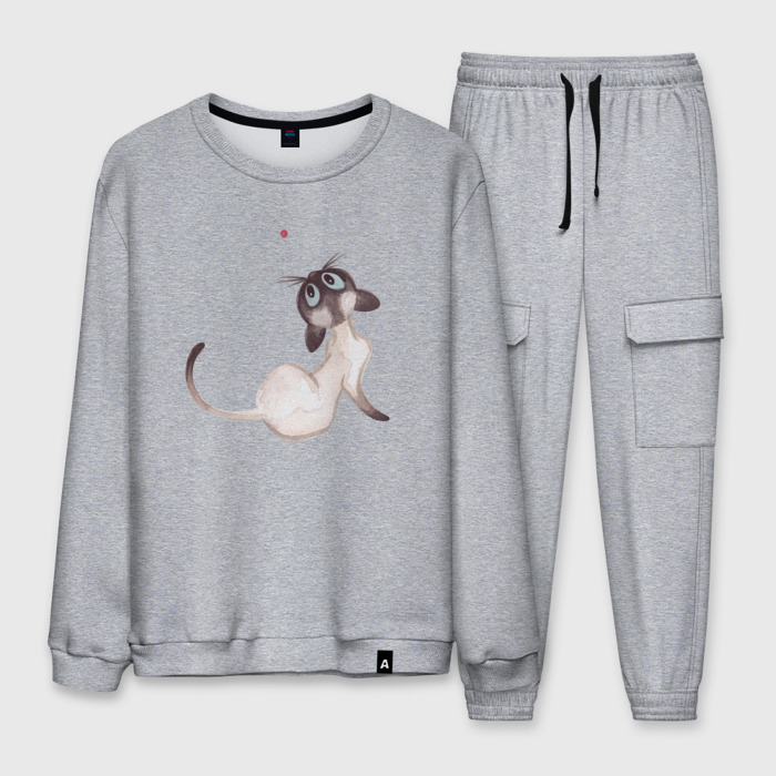 Мужской костюм хлопок Кот охотится на красную точку фото