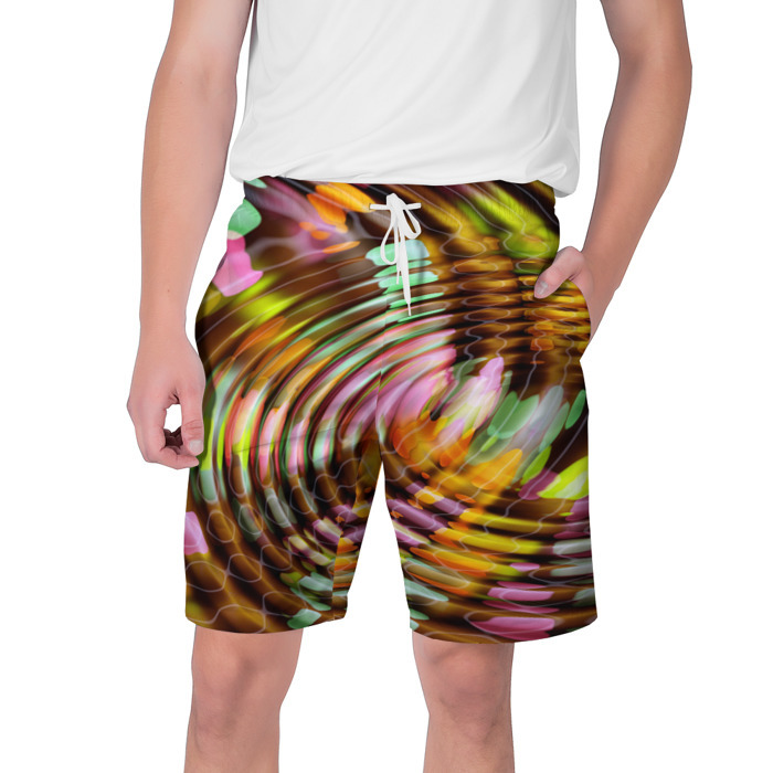 Мужские шорты 3D Цветные круги на воде фото