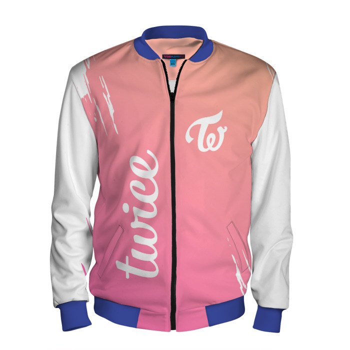 Мужской бомбер 3D twice   название и лого группы под Градиент фото