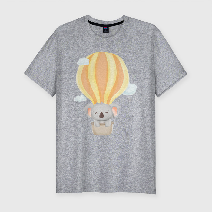 Мужская футболка хлопок Slim Милая Коала На Воздушном Шаре фото